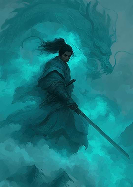 Samurai Warrior with Dragon