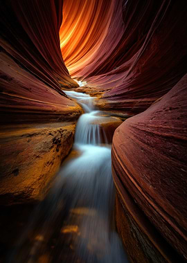 Canyon Stream with Flowing Water