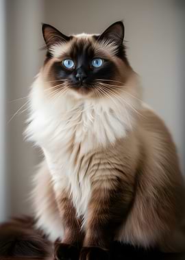 Ragdoll Cat with Blue Eyes
