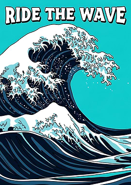 Ride The Wave — Japanese Ukiyo-e Surf Art Poster
