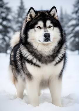 Alaskan Malamute in Snow