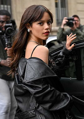 Jenna Ortega in Leather Jacket