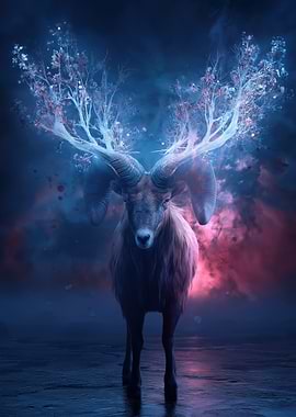 Mystical Ram with Tree Antlers