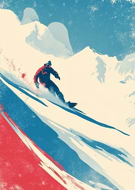 Snowboarder on a Snowy Mountain