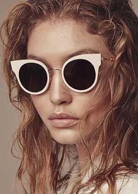 Woman wearing cat-eye sunglasses