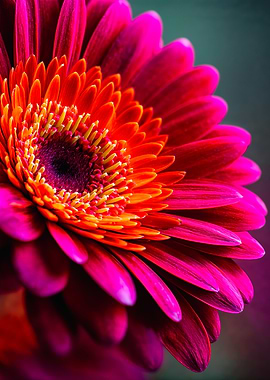 Vibrant Pink Orange Gerbera Daisy Flower