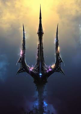 Dark Trident with Glowing Energy