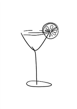 Minimalist Cocktail Glass with Lemon Slice