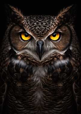 Intense Great Horned Owl Portrait