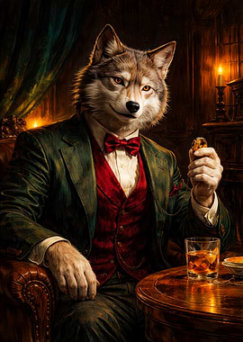 Anthropomorphic Wolf in Formal Attire
