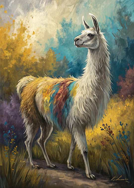 Llama with Colorful Stripes