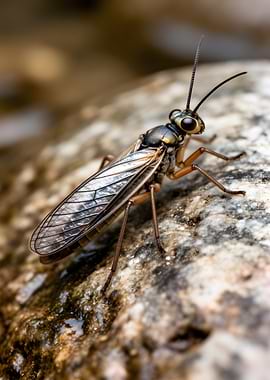 Close-up of a Stonefly on a Rock