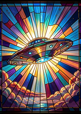 Stained Glass UFO in the Sky