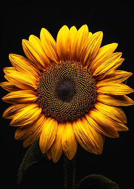 Golden Sunflower Macro Portrait