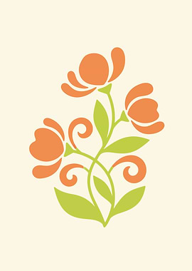 Orange and Green Floral Design