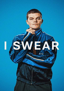 Man in Blue Tracksuit with Text