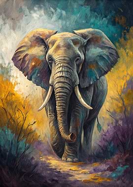 Majestic Elephant in a Colorful Forest