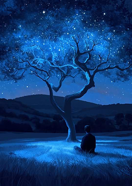 Man Under Starry Tree