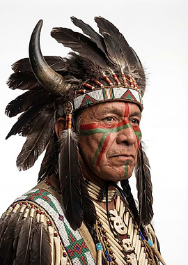 Native American Man in Traditional Headdress