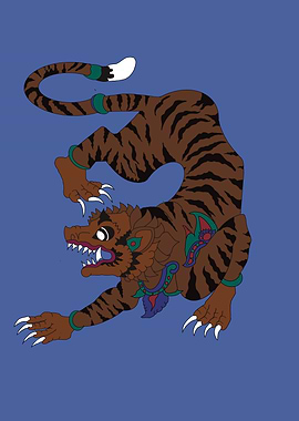 Balinese Stylized Tiger Illustration