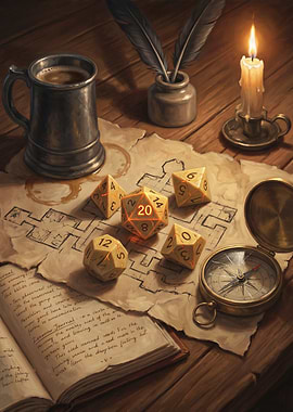 Dungeons and Dragons Tabletop Scene