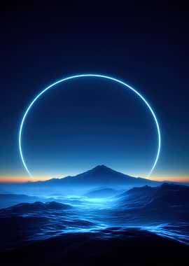 Neon Ring Over Mountain Landscape