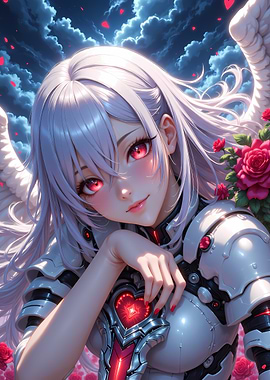 Anime Angel with Roses