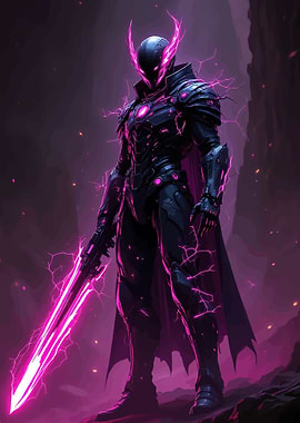 Cyberpunk Warrior with Neon Sword