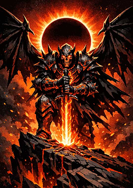 Demonic Warrior with Fiery Sword