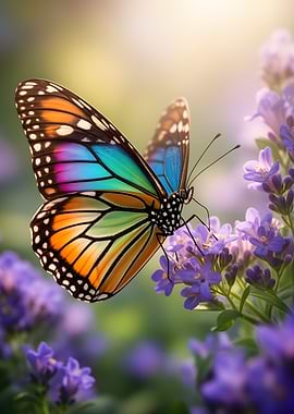 Butterfly on Lavender Flowers