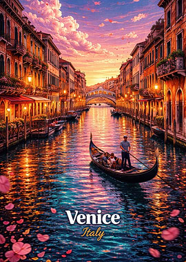 Venice Canal at Sunset
