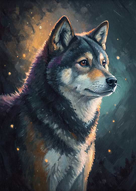 Wolf Portrait with Golden Light