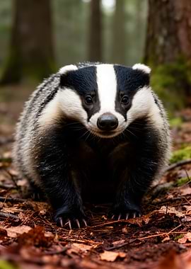 European Badger in a Forest