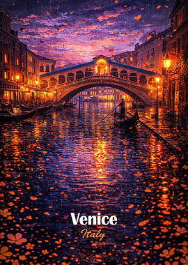 Venice Italy Rialto Bridge Gondola