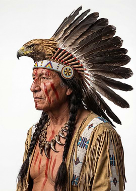 Native American Man with Eagle Headdress