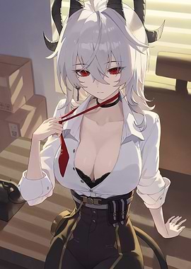Anime Demon Girl in Office Attire