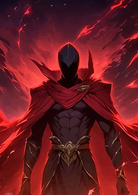 Dark Figure in Red Cape