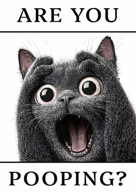 Scared Cat Asking 'Are You Pooping?'