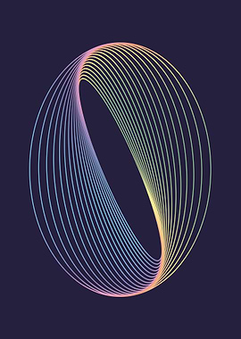 Abstract Rainbow Ellipse on Dark Background