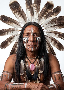 Native American Man with Feather Headdress