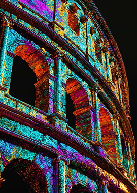 Vibrant Colosseum Rome Abstract Art