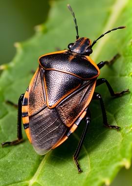 Close-up of a colorful stink bug