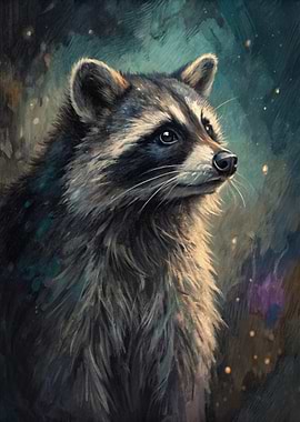 Raccoon Portrait in Moody Lighting