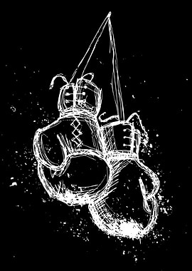 Drawn Boxing Gloves Hanging
