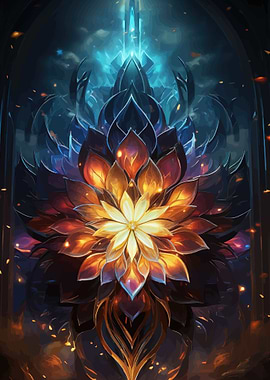 Abstract Fiery Lotus Flower