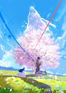 Anime Cherry Blossom Tree Landscape