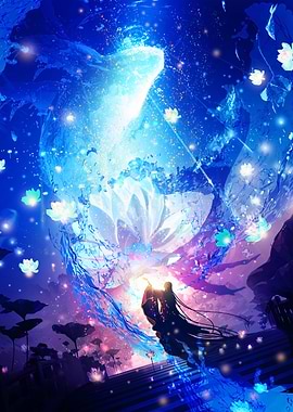 Magical Lotus Bloom with Figures