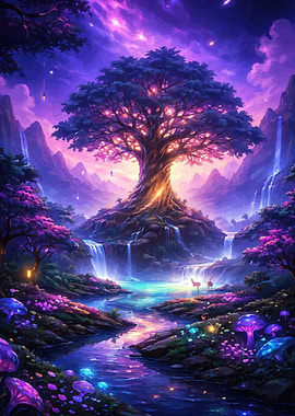 Enchanted Forest with Glowing Mushrooms