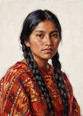Portrait of a Young Woman with Braids