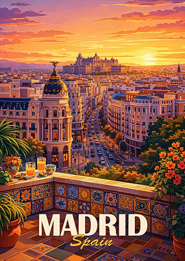 Madrid Cityscape at Sunset